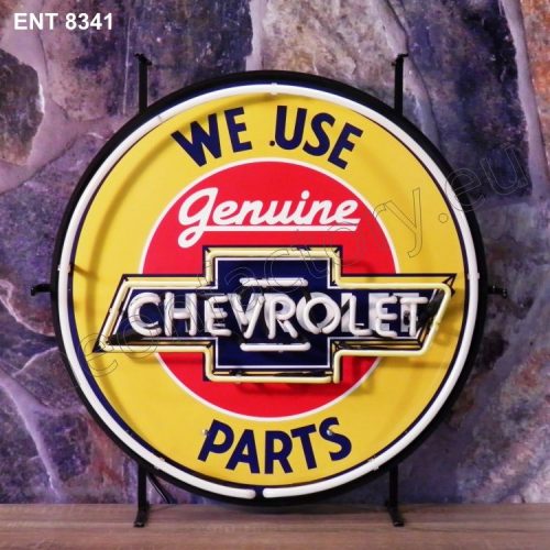 ENT 8341 Chevrolet we use genuine parts neón fábrica automóvil marca de automóviles diseña cincuenta Neonfactory Fifties