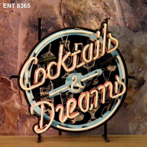 ENT 8365 Cocktails & dreams neón fábrica diseña cincuenta Neonfactory Fifties rock and roll jukebox