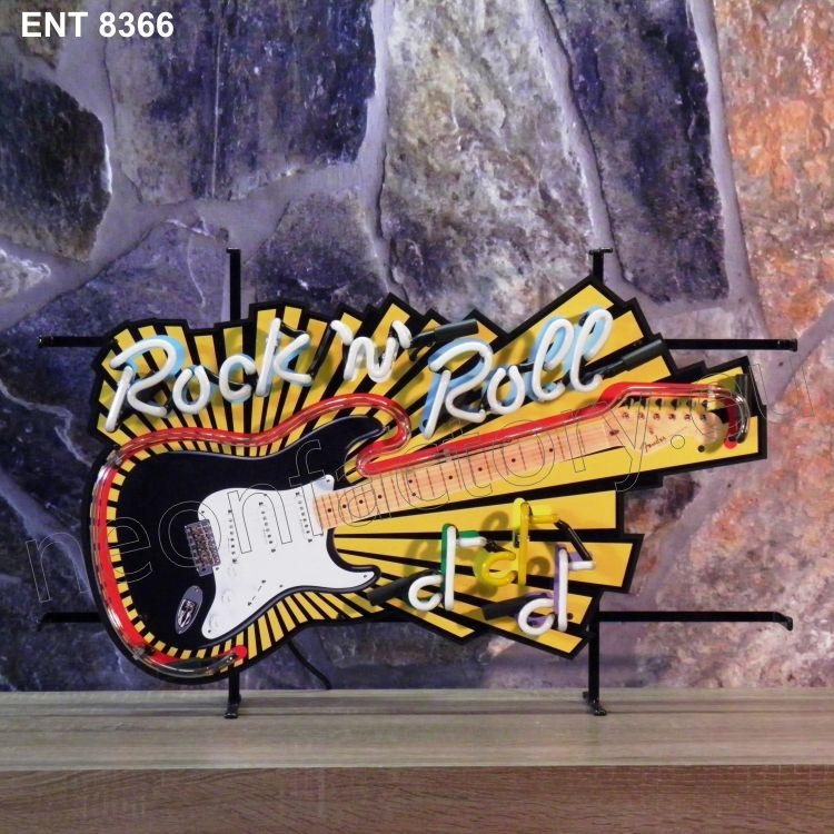  Rosefinch Stone Funny Tin Sign Guitar Shaped Rock