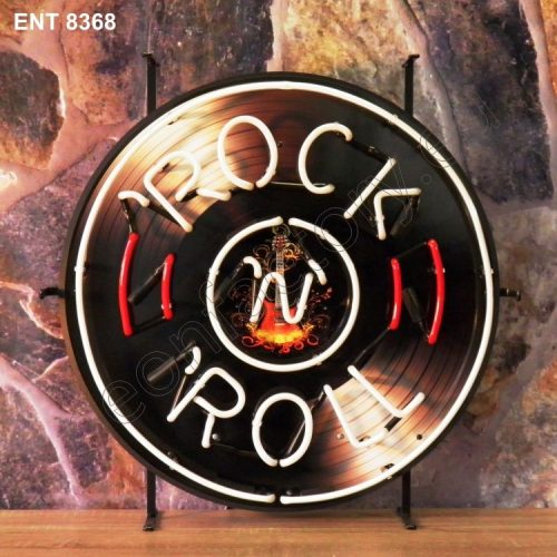 ENT 8368 Rock n Roll LP néon sign neonfactory neon designs fifties L'enseigne rock n roll jukebox
