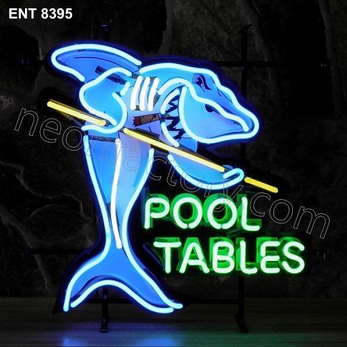 ENT 8395 Pool Tables néon sign neonfactory neon designs fifties L'enseigne biljart pool mancave requin shark