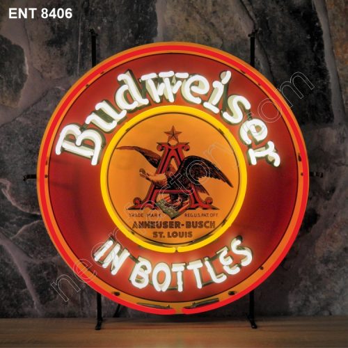 ENT 8406 Budweiser in bottles neon fabbrica al neon progetta anni Cinquanta rock n roll jukebox Neonfactory fifties