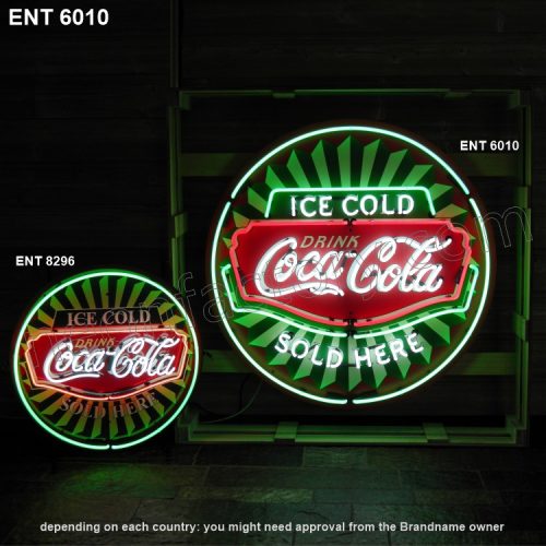 ENT 6010 Coca-Cola icecold sold here néon sign automotive neon factory neon designs fifties L'enseigne néon pair