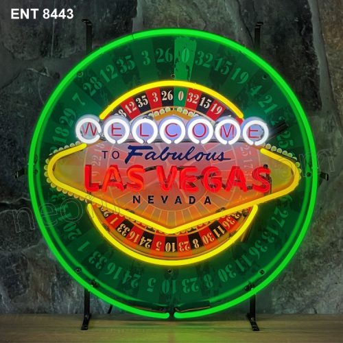 ENT 8443 Las Vegas roulette neon sign neonfactory car designs logo fifties Signs USA bar decoration mancave vintage store