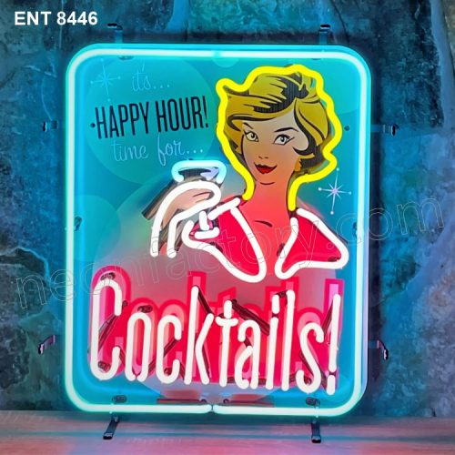 ENT 8446 Happy hour cocktails neon sign neonfactory designs fifties Signs USA bar decoratie mancave vintage