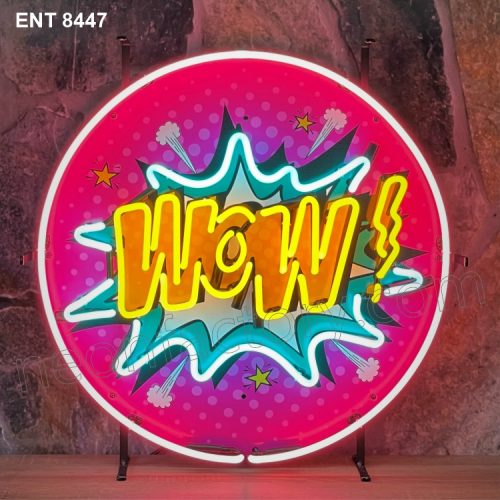 ENT 8447 WOW Popart neon sign neonfactory car designs logo fifties Signs USA bar decoration mancave vintage store