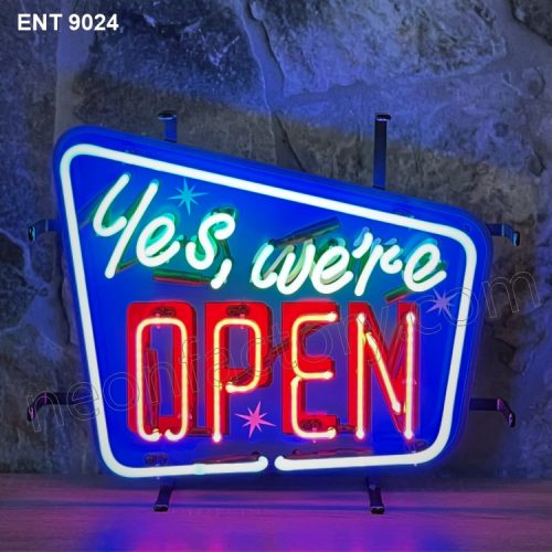 ENT 9024 Yes we’re open neon sign neonfactory car designs logo fifties Signs USA bar decoration mancave vintage store