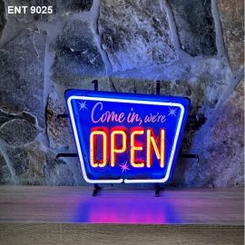 ENT 9025 come in, we’re open blue neon sign neonfactory car designs logo fifties Signs USA bar decoration mancave vintage store