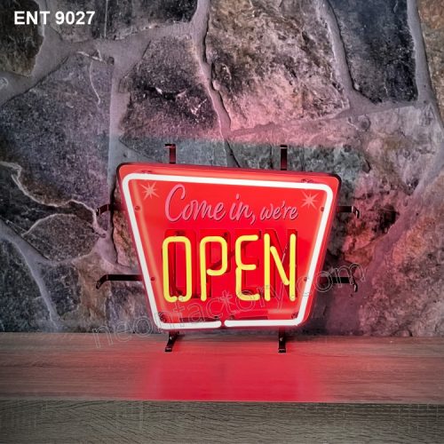 ENT 9027 come in, we’re open pink neon sign neonfactory car designs logo fifties Signs USA bar decoration mancave vintage store