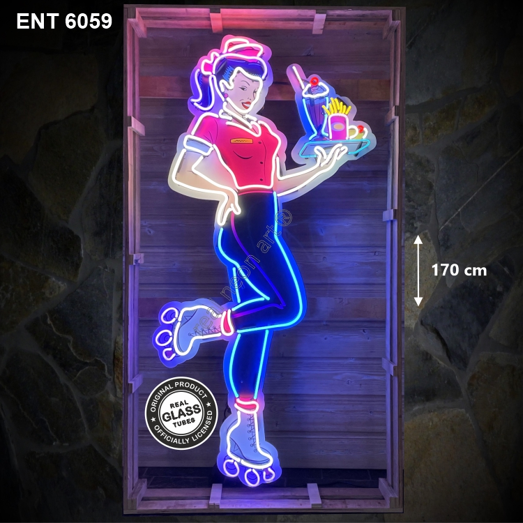 ENT 6059 roller skate waitress XXL neon fifties diner