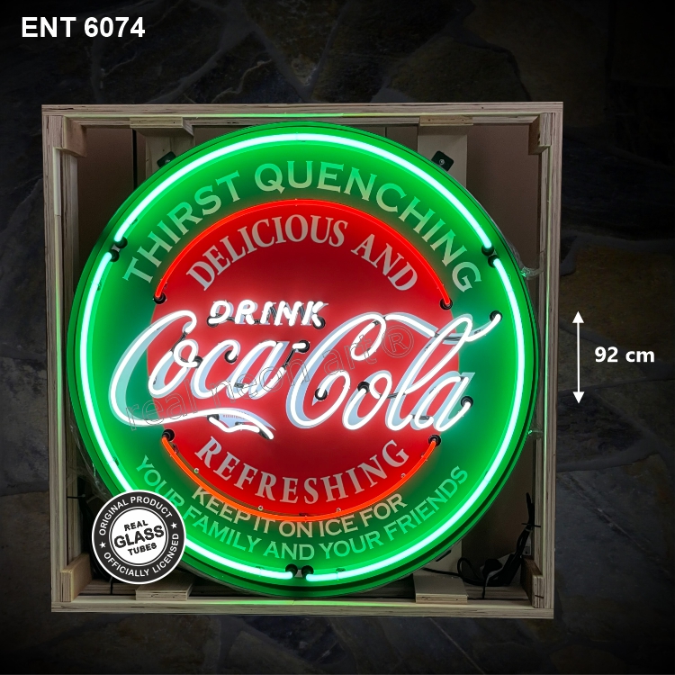 ENT 6074 Coca-Cola Evergreen XL neon sign vintage automobile car fifties American tractor neonfactory neon designs logo Signs gasoline USA American sale shop