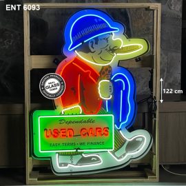 ENT 6093 Used car guy XL neon sign vintage automobile car fifties American tractor neonfactory neon designs logo Signs gasoline USA American sale shop